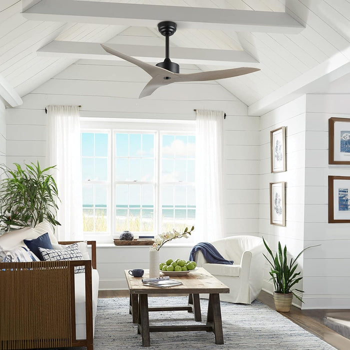 50 in. Gray Wood Contemporary Ceiling Fans with APP Remote Control, Modern Mini Ceiling Fan, Industrial Coastal Ceiling Fans for Bedroom Living Room Office-3-ErisView