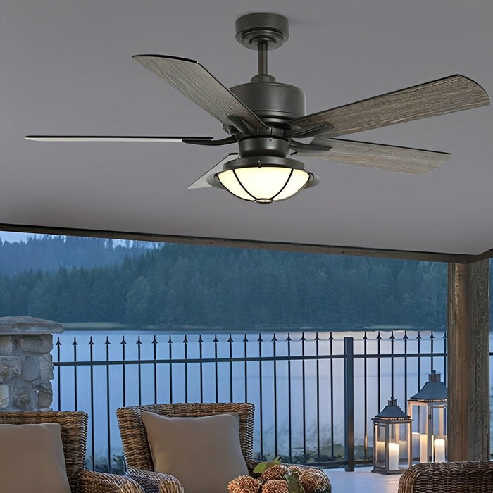 52-inch Classic Outdoor Ceiling Fan Light - DC Motor / Reversible Airflow, Remote Control
