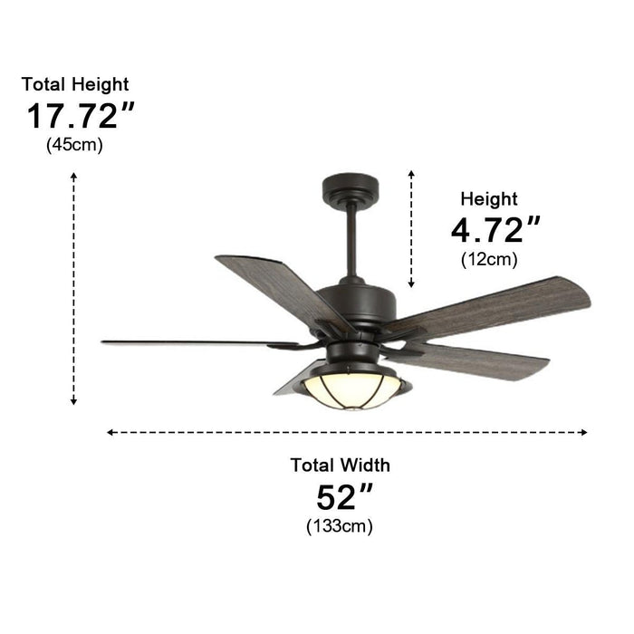 52-inch Classic Outdoor Ceiling Fan Light - DC Motor / Reversible Airflow, Remote Control