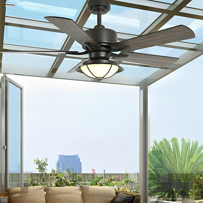 52-inch Classic Outdoor Ceiling Fan Light - DC Motor / Reversible Airflow, Remote Control