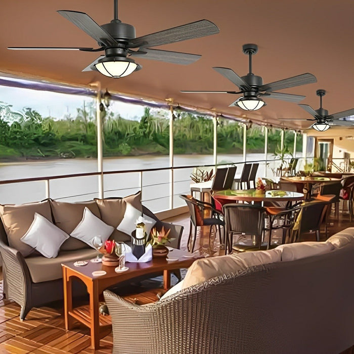 52-inch Classic Outdoor Ceiling Fan Light - DC Motor / Reversible Airflow, Remote Control