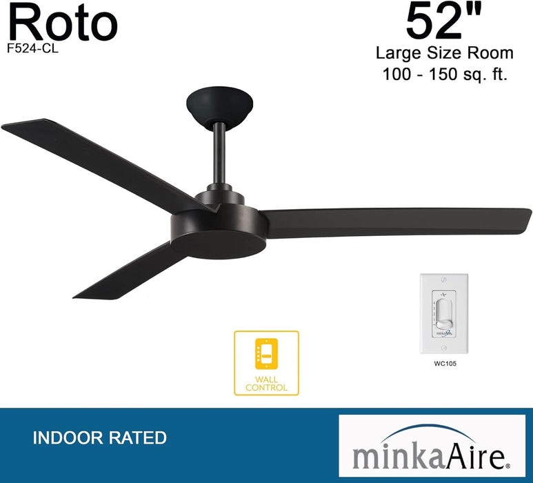 52 in. 3 Blade Ceiling Fan, Coal Black Ceiling Fan, Outdoor Ceiling Fans without Lights-4-ErisView
