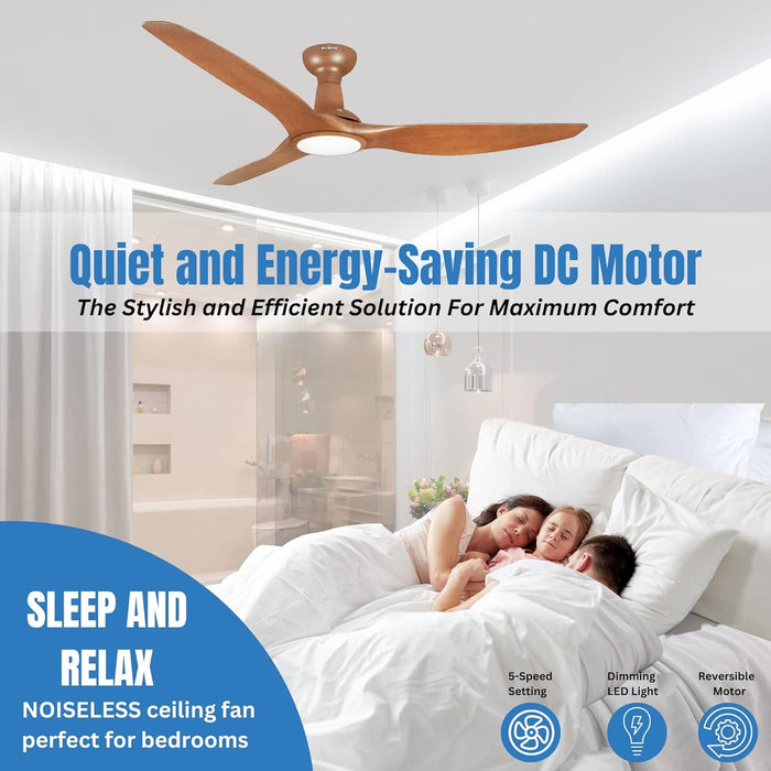 52 in. 3 Blade Ceiling Fan with Lights Remote Control, Black Reversible Quiet Ceiling Fans for Bedroom, Outdoor Fan for Patio-12-ErisView