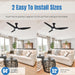 52 in. 3 Blade Ceiling Fan with Lights Remote Control, Black Reversible Quiet Ceiling Fans for Bedroom, Outdoor Fan for Patio-5-ErisView