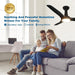 52 in. 3 Blade Ceiling Fan with Lights Remote Control, Black Reversible Quiet Ceiling Fans for Bedroom, Outdoor Fan for Patio-7-ErisView