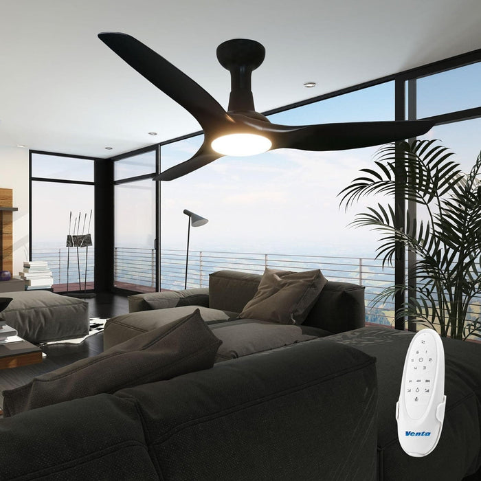 52 in. 3 Blade Ceiling Fan with Lights Remote Control, Black Reversible Quiet Ceiling Fans for Bedroom, Outdoor Fan for Patio-1-ErisView