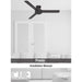 52 in. 3 Blade Ceiling Fan without Light, Matte Black Ceiling Fan, Hugger Ceiling Fans with Wall Control-15-ErisView