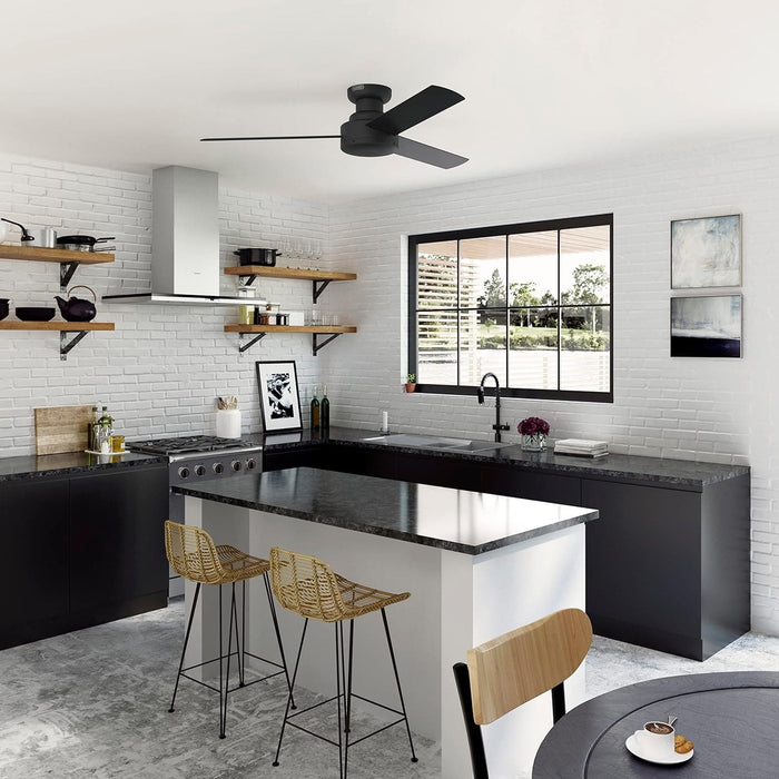 52 in. 3 Blade Ceiling Fan without Light, Matte Black Ceiling Fan, Hugger Ceiling Fans with Wall Control-3-ErisView