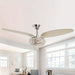 52 in. 3-Blade DownRod Ceiling Fan with Light and Remote Control, Indoor Brushed Nickel Chandelier Crystal Ceiling Fan for Living Room-ErisView