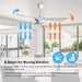52 in. 3 Blade Smart Wi-Fi Ceiling Fan, Modern White Ceiling Fan with Light and Remote, Bedroom Ceiling Fans, Living Room Fan, Silent Ceiling Fan-6-ErisView