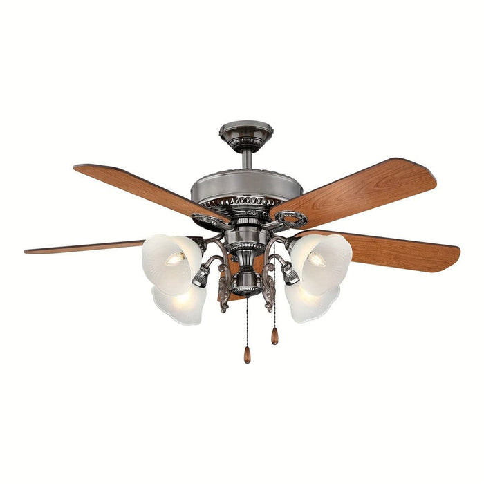 52 in. 4-Blade Indoor Downrod Mount Ceiling Fan with Light Kit and Pull Chain-ErisView