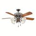 52 in. 4-Blade Indoor Downrod Mount Ceiling Fan with Light Kit and Pull Chain-ErisView