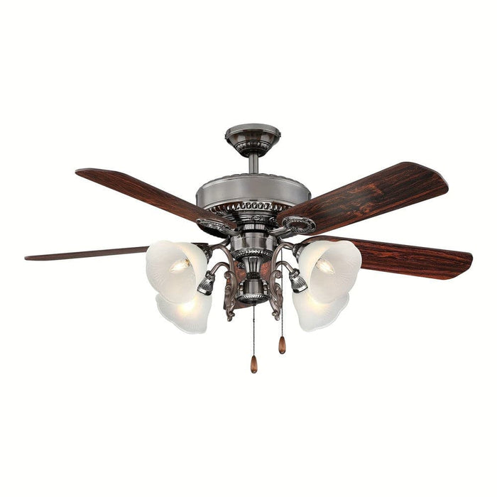 52 in. 4-Blade Indoor Downrod Mount Ceiling Fan with Light Kit and Pull Chain-ErisView