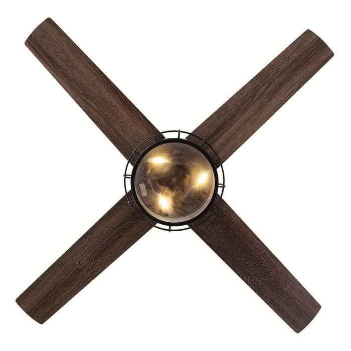 52 in. 4-Blade Industrial Ceiling Fan with Light Kit Remote Control, Modern Ceiling Fan with Glass Shade for Living Room-ErisView