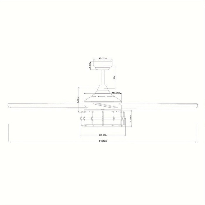 52 in. 4-Blade Industrial Ceiling Fan with Light Kit Remote Control, Modern Ceiling Fan with Glass Shade for Living Room-ErisView