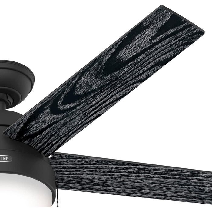 52 in. 5 Blade Ceiling Fan with Light, Hugger Ceiling Fans with Pull Chain, Matte Black Ceiling Fan-11-ErisView
