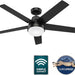 52 in. 5 Blade Ceiling Fan with Light, Matte Black Ceiling Fan with Remote Control, Hugger Ceiling Fans-2-ErisView