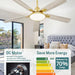 52 in. 5 Blade Gold Ceiling Fan with Light and Remote for Bedroom, Glam Ceiling Fan, Modern Farmhouse Ceiling Fan, Outdoor Covered Ceiling Fan -7-ErisView