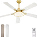 52 in. 5 Blade Gold Ceiling Fan with Light and Remote for Bedroom, Glam Ceiling Fan, Modern Farmhouse Ceiling Fan, Outdoor Covered Ceiling Fan -1-ErisView