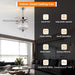 52 in. 5-Blade Modern Crystal Ceiling Fan with 4 Light Remote Control, Chrome Noiseless Reversible Ceiling Fan for Bedroom Living Room Home Decoration-ErisView