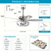 52 in. 5-Blade Sliver Ceiling Fan with Crystal Shade Light Kit Remote Control, Reversible Ceiling Fan for Living Room Bedroom Kitchen-ErisView
