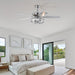 52 in. 5-Blade Sliver Ceiling Fan with Crystal Shade Light Kit Remote Control, Reversible Ceiling Fan for Living Room Bedroom Kitchen-ErisView