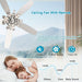 52 in. 5-Blade Sliver Ceiling Fan with Crystal Shade Light Kit Remote Control, Reversible Ceiling Fan for Living Room Bedroom Kitchen-ErisView