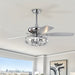 52 in. 5-Blade Sliver Ceiling Fan with Crystal Shade Light Kit Remote Control, Reversible Ceiling Fan for Living Room Bedroom Kitchen-ErisView