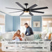 52 in. Bedroom Ceiling Fans with Lights, Modern Ceiling Fan with Remote, Black LED Dimmable Reversible Ceiling Fan for Bedroom Living Room -11-ErisView