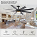 52 in. Bedroom Ceiling Fans with Lights, Modern Ceiling Fan with Remote, Black LED Dimmable Reversible Ceiling Fan for Bedroom Living Room -12-ErisView