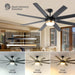 52 in. Bedroom Ceiling Fans with Lights, Modern Ceiling Fan with Remote, Black LED Dimmable Reversible Ceiling Fan for Bedroom Living Room -15-ErisView