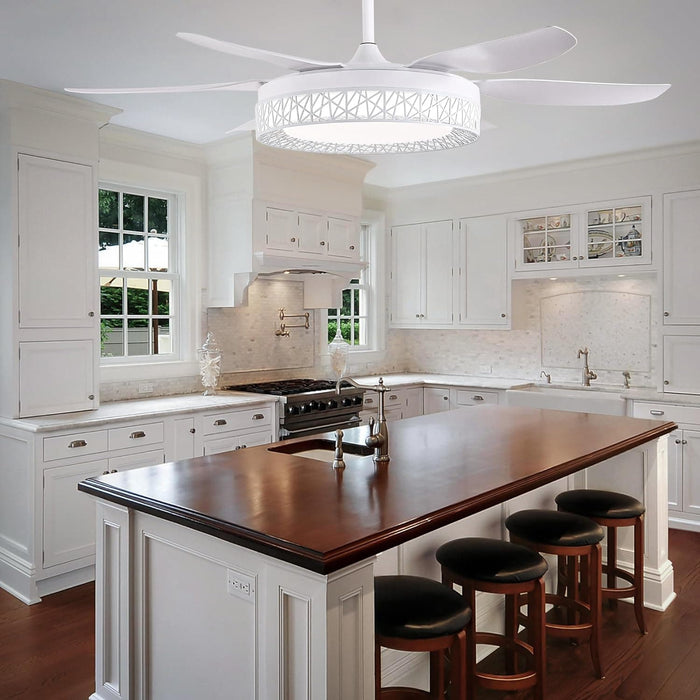 52 in. Bedroom Ceiling Fans with Lights, Modern Ceiling Fan with Remote, Black LED Dimmable Reversible Ceiling Fan for Bedroom Living Room -25-ErisView