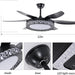 52 in. Bedroom Ceiling Fans with Lights, Modern Ceiling Fan with Remote, Black LED Dimmable Reversible Ceiling Fan for Bedroom Living Room -2-ErisView