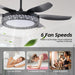 52 in. Bedroom Ceiling Fans with Lights, Modern Ceiling Fan with Remote, Black LED Dimmable Reversible Ceiling Fan for Bedroom Living Room -3-ErisView