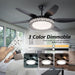 52 in. Bedroom Ceiling Fans with Lights, Modern Ceiling Fan with Remote, Black LED Dimmable Reversible Ceiling Fan for Bedroom Living Room -4-ErisView