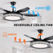 52 in. Bedroom Ceiling Fans with Lights, Modern Ceiling Fan with Remote, Black LED Dimmable Reversible Ceiling Fan for Bedroom Living Room -5-ErisView