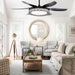 52 in. Bedroom Ceiling Fans with Lights, Modern Ceiling Fan with Remote, Black LED Dimmable Reversible Ceiling Fan for Bedroom Living Room -7-ErisView