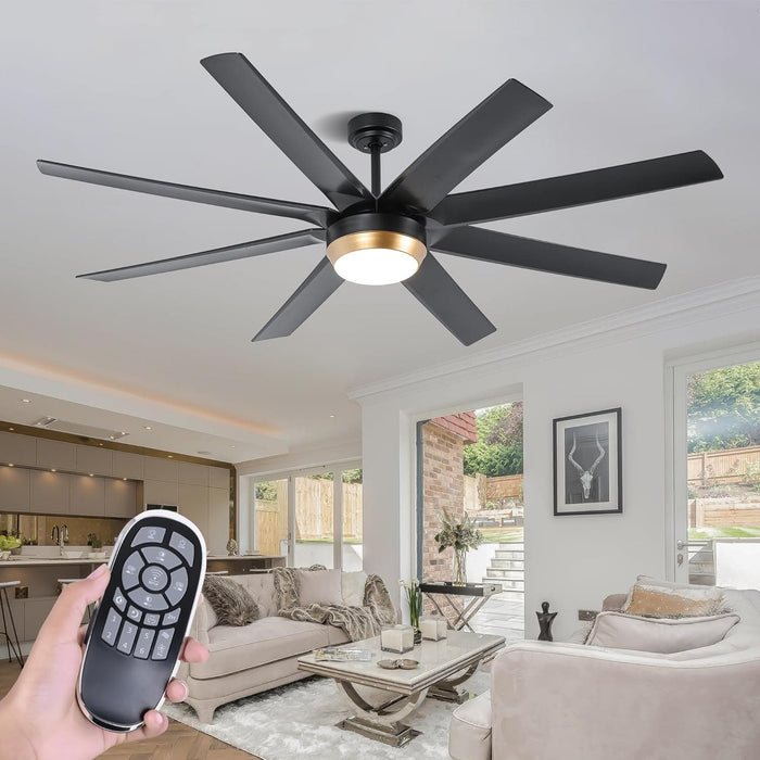 52 in. Bedroom Ceiling Fans with Lights, Modern Ceiling Fan with Remote, Black LED Dimmable Reversible Ceiling Fan for Bedroom Living Room -9-ErisView