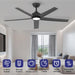 52 in. Black Bedroom Remote Control Ceiling Fan and Light, Reversible Quiet Ceiling Fans, 5 Blades Modern Farmhouse Ceiling Fan for Living Room Bedroom-2-ErisView