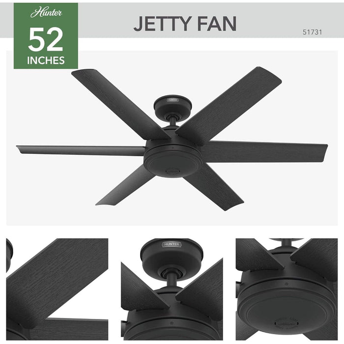 52 in. Black Ceiling Fan, Ceiling Hugger Ceiling Fans, 6 Blade Ceiling Fan-2-ErisView