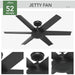 52 in. Black Ceiling Fan, Ceiling Hugger Ceiling Fans, 6 Blade Ceiling Fan-2-ErisView