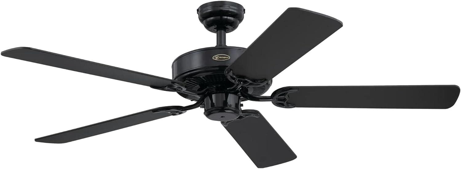 52 in. Black Ceiling Fan, Home Ceiling Fan, Black White Ceiling Fan No Light-1-ErisView