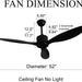 52 in. Black Ceiling Fan NO Light, 3 Blades Ceiling Fan with Remote Control, Low Profile Reversible DC Ceiling Fan-3-ErisView