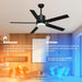 52 in. Black Ceiling Fan, Outdoor Ceiling Fan with Light, Outdoor Ceiling Fan with Remote, Modern Ceiling Fan for Patio, Bedroom Living Room -2-ErisView