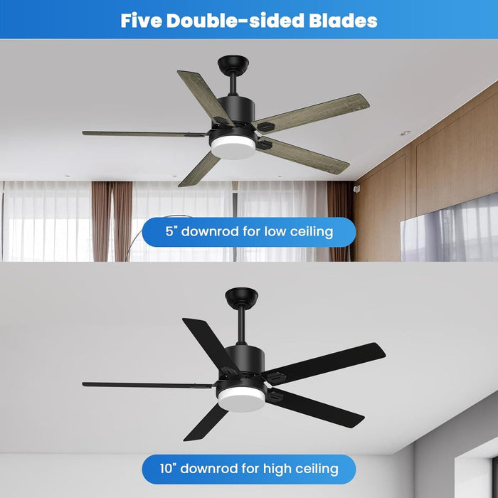 52 in. Black Ceiling Fan, Outdoor Ceiling Fan with Light, Outdoor Ceiling Fan with Remote, Modern Ceiling Fan for Patio, Bedroom Living Room -3-ErisView