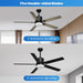 52 in. Black Ceiling Fan, Outdoor Ceiling Fan with Light, Outdoor Ceiling Fan with Remote, Modern Ceiling Fan for Patio, Bedroom Living Room -3-ErisView