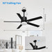 52 in. Black Ceiling Fan, Outdoor Ceiling Fan with Light, Outdoor Ceiling Fan with Remote, Modern Ceiling Fan for Patio, Bedroom Living Room -4-ErisView