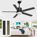 52 in. Black Ceiling Fan, Outdoor Ceiling Fan with Light, Outdoor Ceiling Fan with Remote, Modern Ceiling Fan for Patio, Bedroom Living Room -1-ErisView