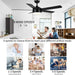 52 in. Black Ceiling Fan with Light, Quiet Ceiling Fans, Reversible Fan for Summer Winter, Indoor 5 Blade Modern Ceiling Fan-7-ErisView