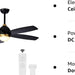 52 in. Black Ceiling Fan with Light and Remote Control, Black and Gold Ceiling Fan, Bedroom Ceiling Fans, Living Room Fan -10-ErisView